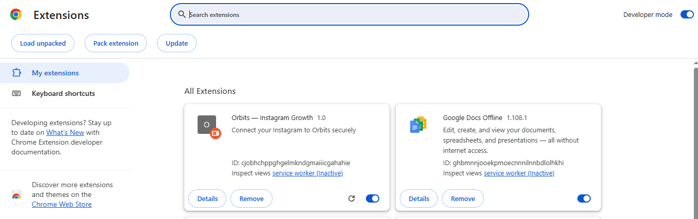 Enable and Pin the Extension